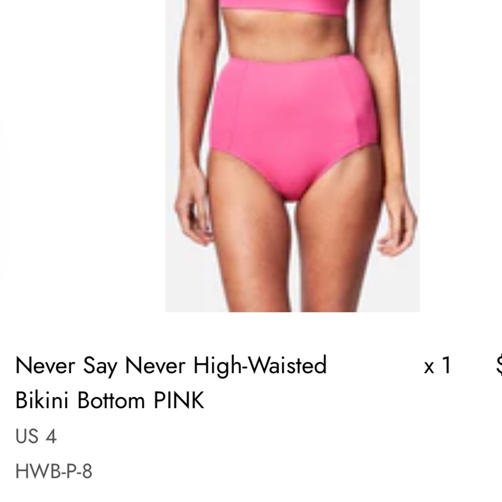 Une piece Swim never say never high waisted bottoms size 4